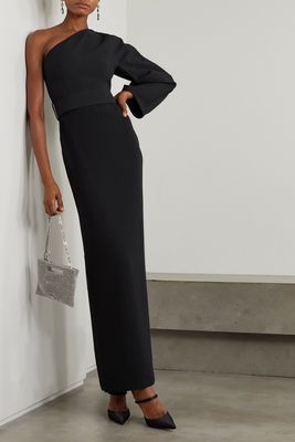 Zaya One-Shoulder Belted Crepe Maxi Dress from Solace London