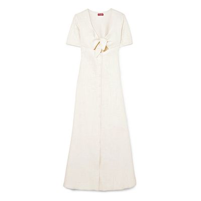 Maya Tie-Front Linen-Blend Maxi Dress