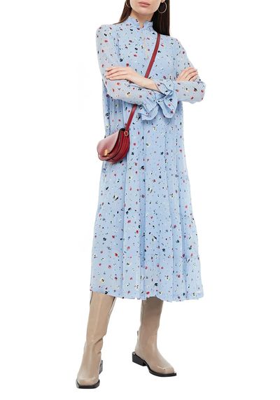 The Rory Gathered Floral-Print Chiffon Midi Dress from Ulla Johnson