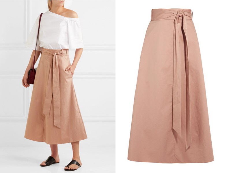 Cotton Poplin Wrap Skirt from Tibi