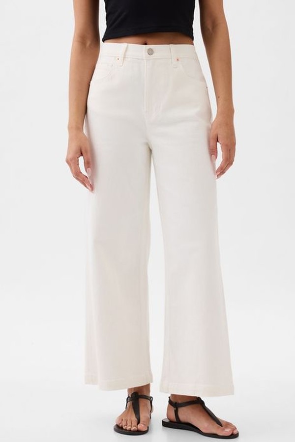 High Waist Wide Leg Cropped Jeans