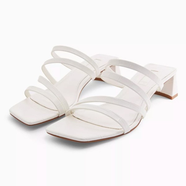 Dixie White Strap Mules