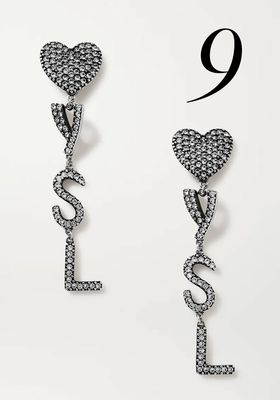 Silver-Tone Crystal Clip Earrings from Saint Laurent