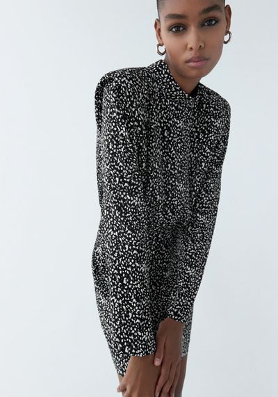 Shoulder-Padded Animal Print Dress from Zara