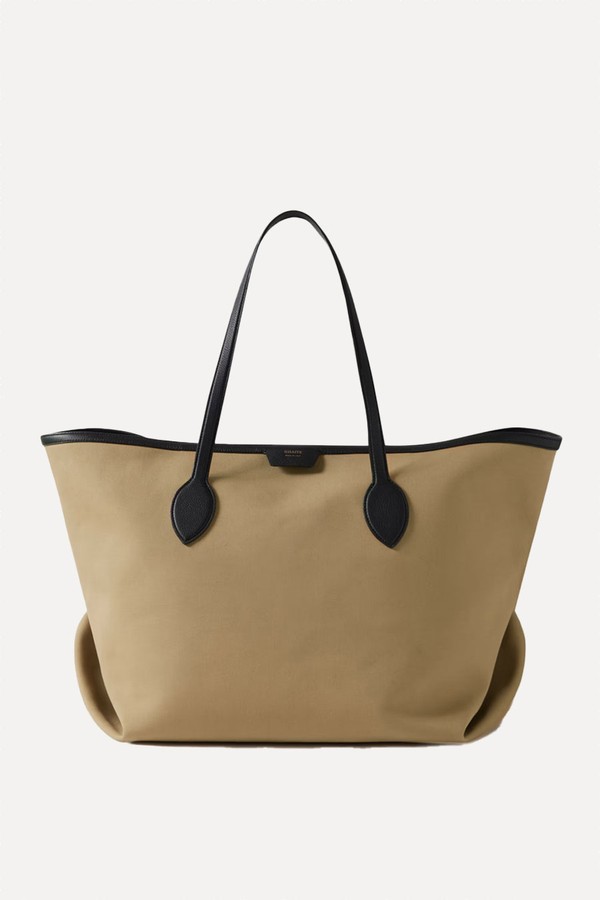 Amalia Textured Leather-Trimmed Canvas Tote from Khaite