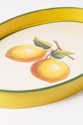 Lemons Hand-Painted Metal Tray from Les Ottomans