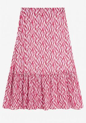 Feather Print Gauzy Linen Skirt from Brora