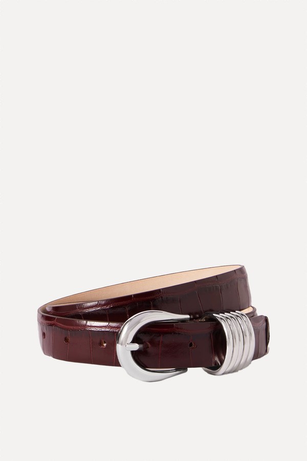 Hollyhock Croc-Effect Leather Belt from Déhanche