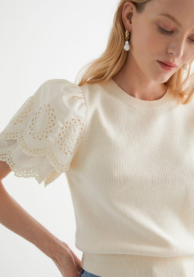 Embroidered Sleeve Top