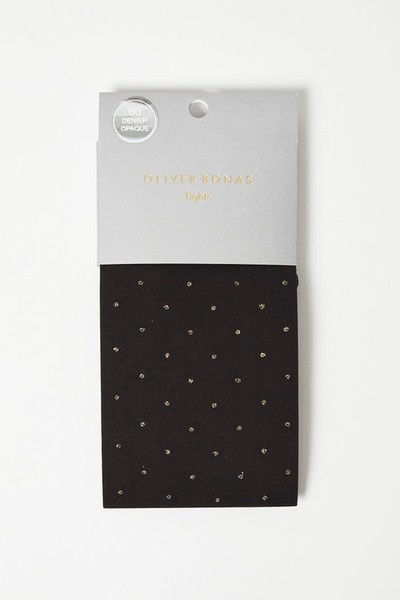 Metallic Spot Black & Gold Tights from Oliver Bonas