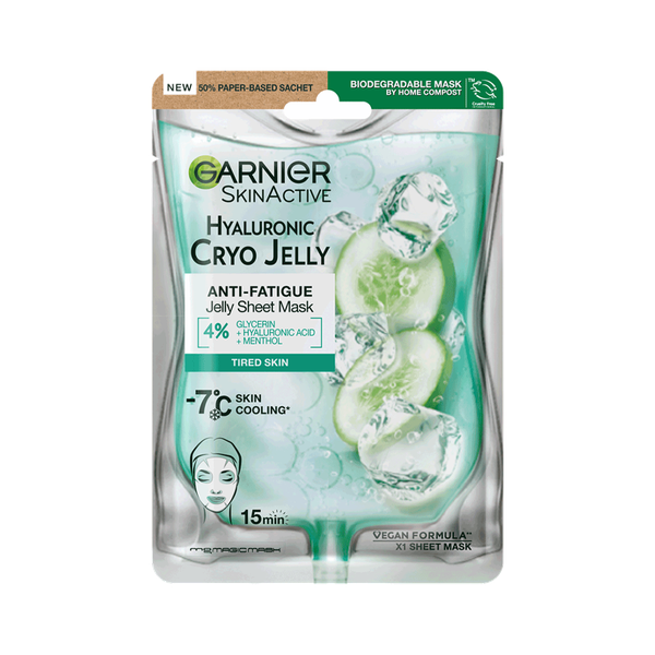 Anti-Fatigue Hyaluronic Acid & Icy Cucumber Cryo Jelly Face Mask from Garnier