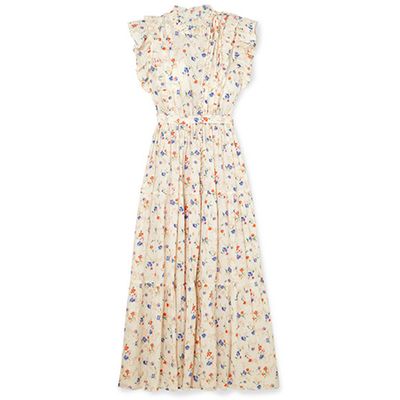 Carnation Swiss-Dot Maxi Dress