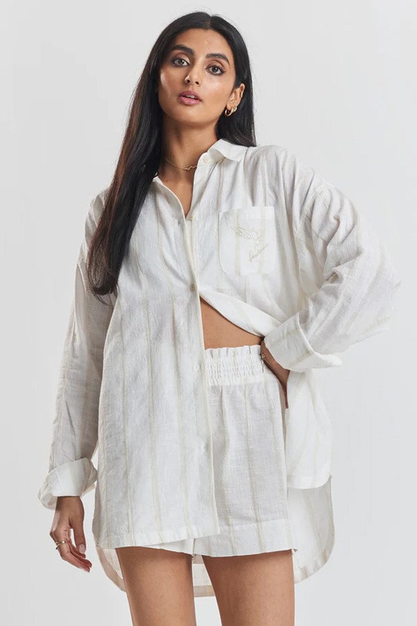 Yew Striped Ethical-Cotton Pyjama Shirt