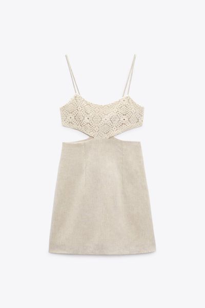 Crochet Dress With Contrast Cut-Out from Zara