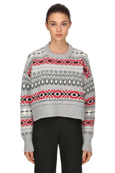 Wool Jacquard Cropped Sweater from MIU MIU