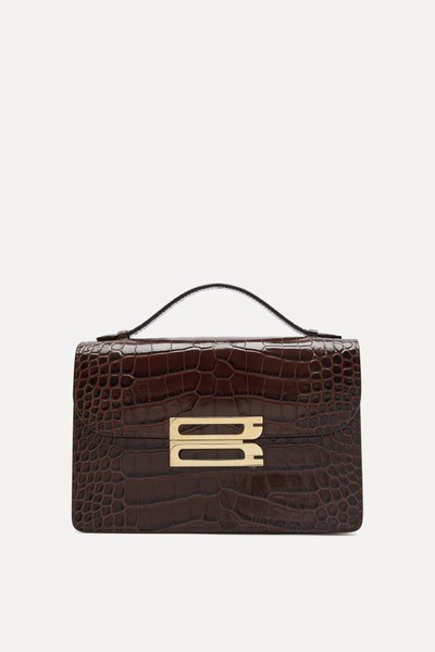 Dorian Small Crocodile-Effect Leather Top Handle Bag from VICTORIA BECKHAM