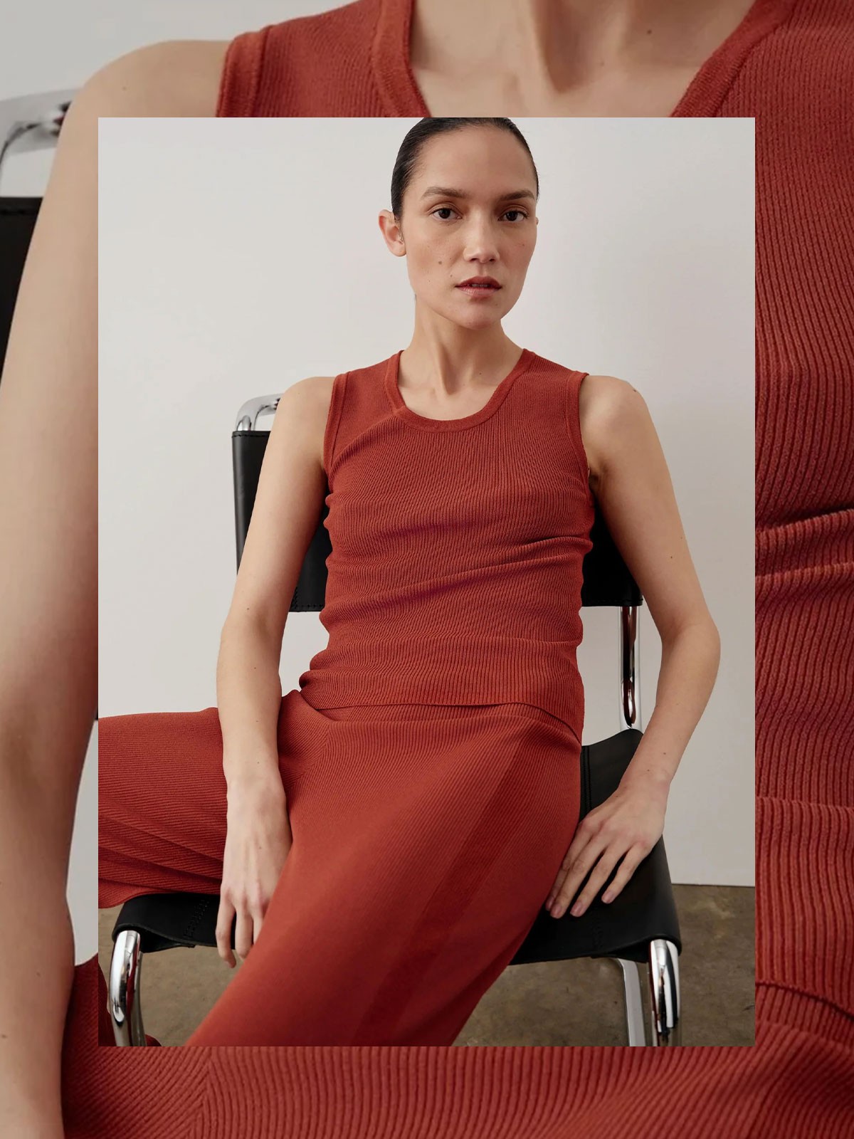 Tonal Ribbed Knit Tank Top