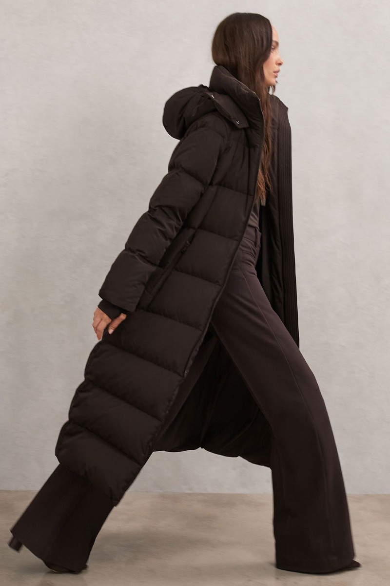 Colette Belted Longline Hooded Puffer Coat from Reiss