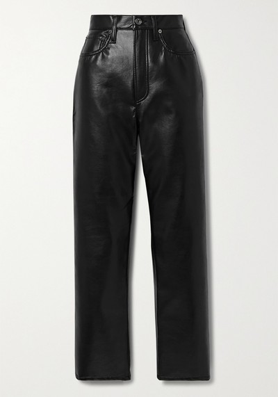 Leather-Blend Straight Leg Pants from Agolde