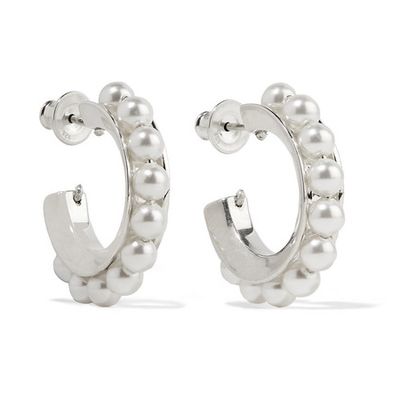 Silver Pearl Hoop Earrings from Sophie Buhai