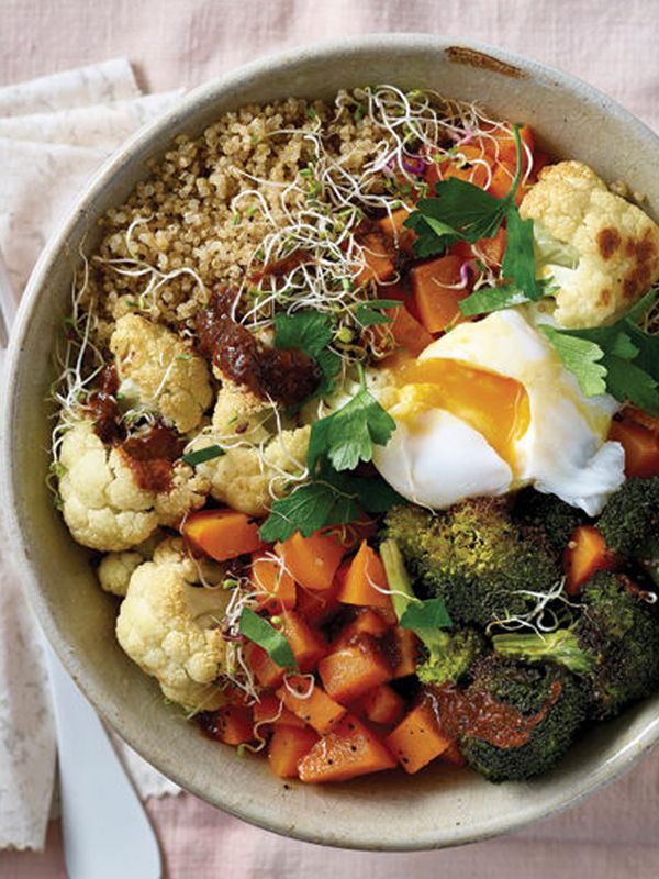 Buddha Bowl With Poached Egg & Roasted Vegetables