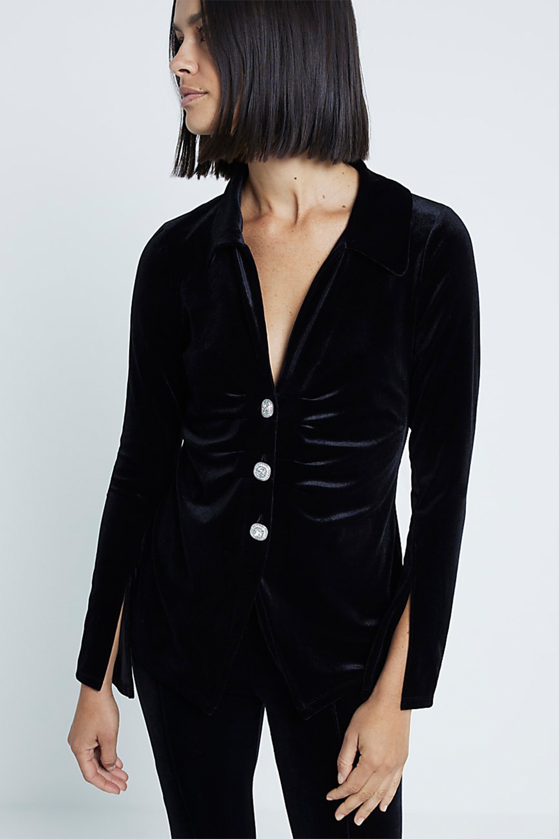 Long Sleeve Velvet Shirt from River Island