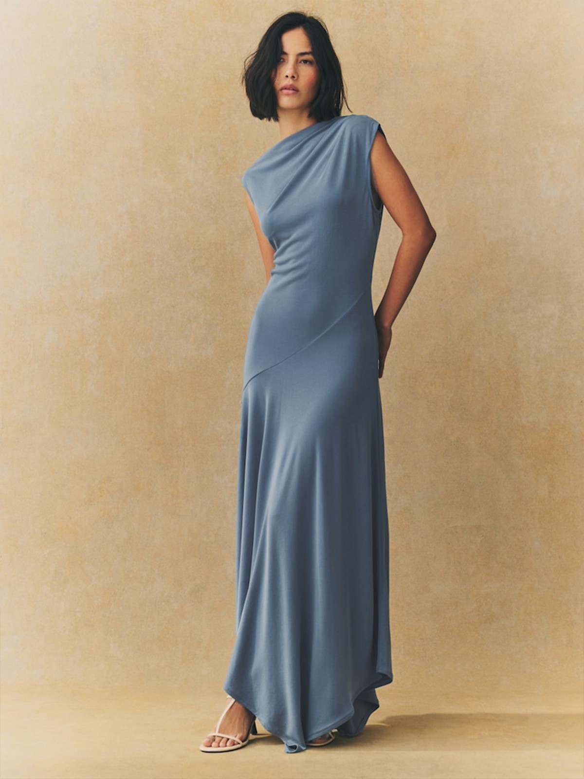 Short Sleeve Asymmetric Hem Midi Dress from NEXT