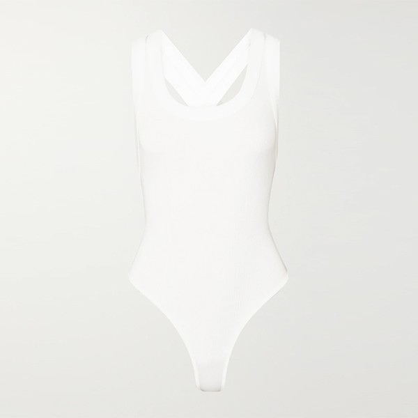 Suki Ribbed Stretch-Cotton Jersey Thong Bodysuit from The Line By K