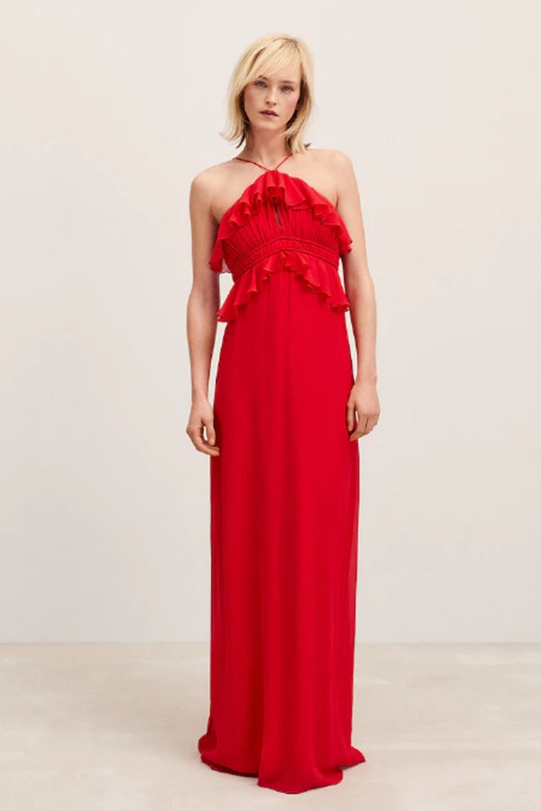 Halter-Neck Dress With Ruffle Detail from Mango