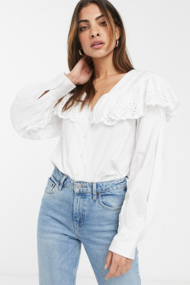 Shirt With Broderie Collar from Asos Design