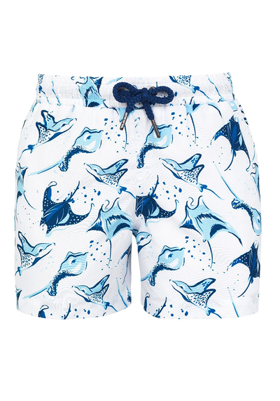 White Mantra Ray Swim Shorts from Sunuva