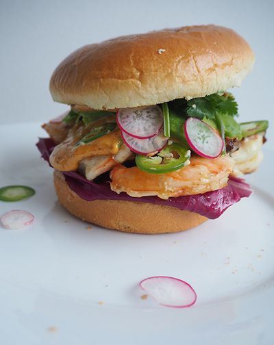 Shrimp Burger With Chipotle Mayo