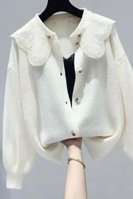 Cream Scalloped Collar Cardigan from Lily & Bean