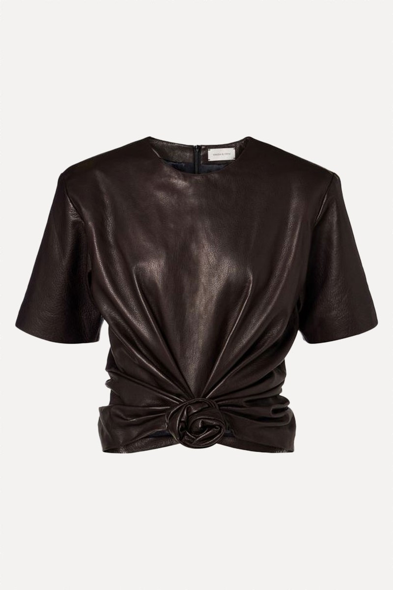 Knot-Detail Leather T-Shirt from Magda Butrym