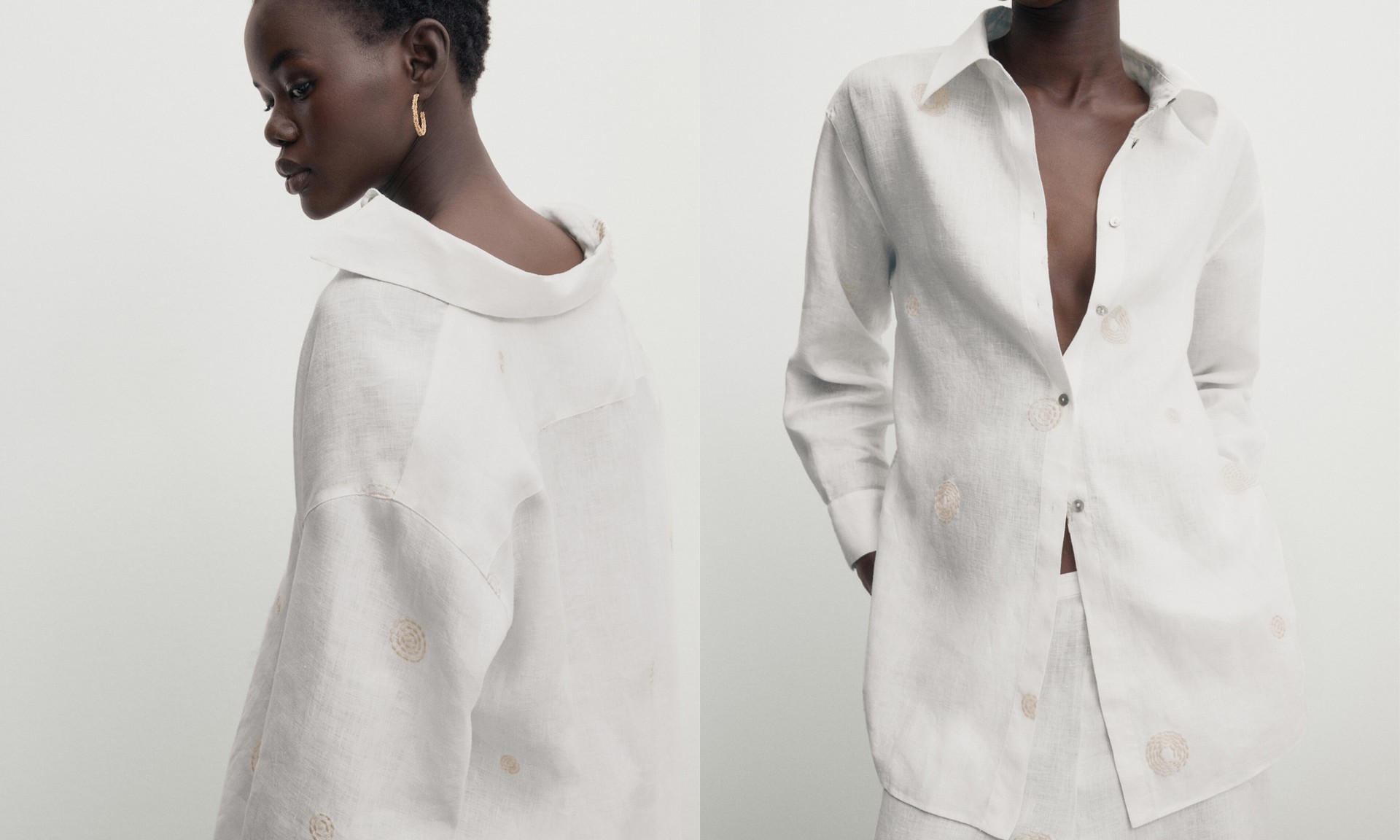 Linen Shirt With Embroidery Detail, £89.95 | Massimo Dutti