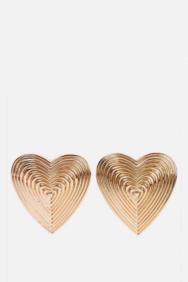 Ridged Heart Stud Earrings from Self Portrait