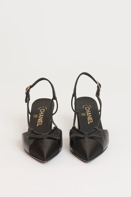 Leather Preowned Slingback Bow Pumps from Chanel