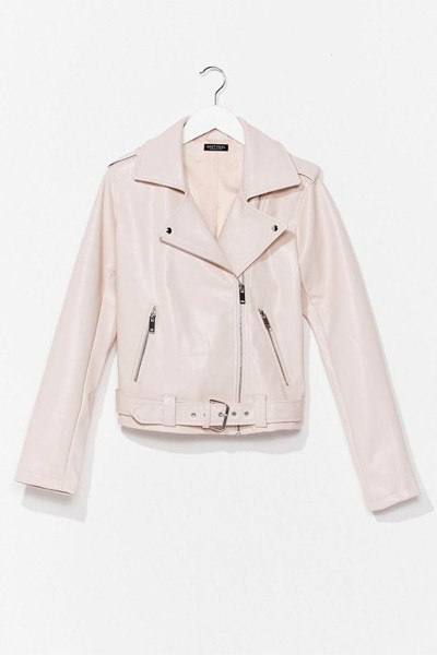 That's Our Moto Belted Faux Leather Jacket