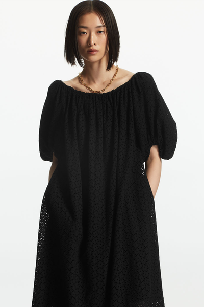 Off-The-Shoulder Broderie Midi Dress