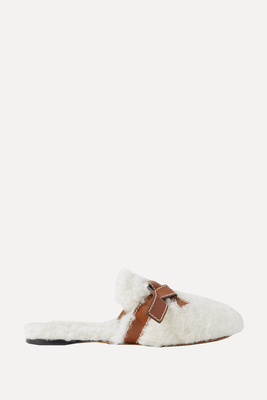 Gate Knotted Leather-Trimmed Shearling Slippers from Loewe