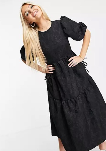 Jacquard Tiered Midi Dress  from Asos Design