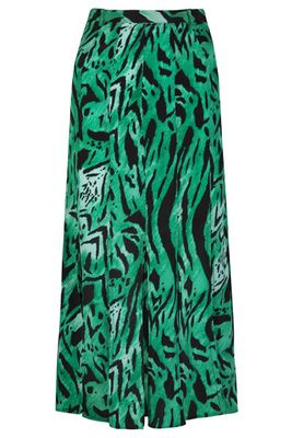 Diana Green Tiger Stripe Midi Skirt With Slits from Rixo