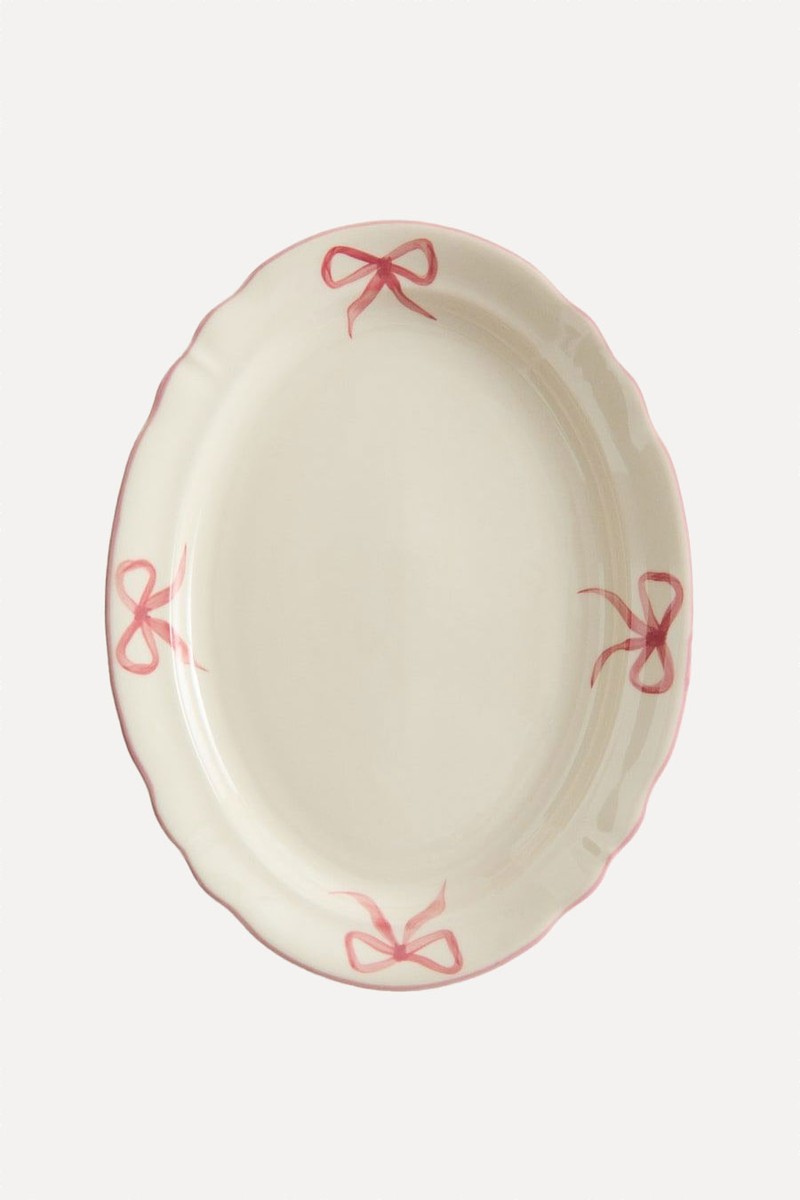 Hand-Painted Stoneware Serving Plate