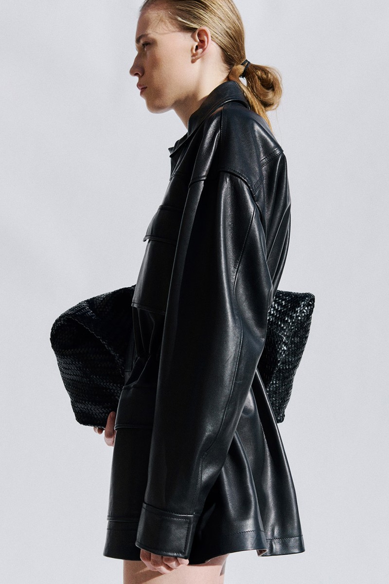 Leather Parka With Cinched Waist