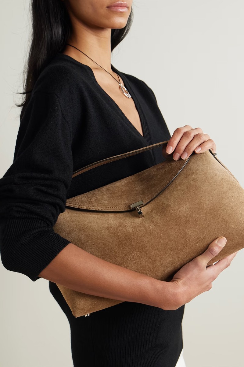 T-Lock Suede Shoulder Bag from toteme