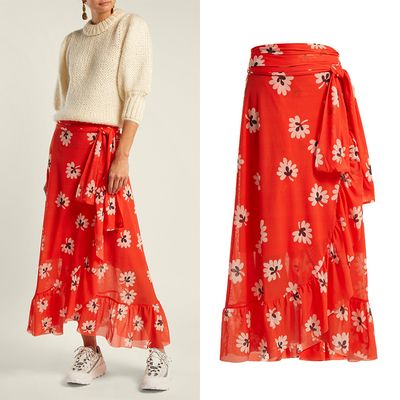 Tilden Floral-Print Wrap Skirt from Ganni