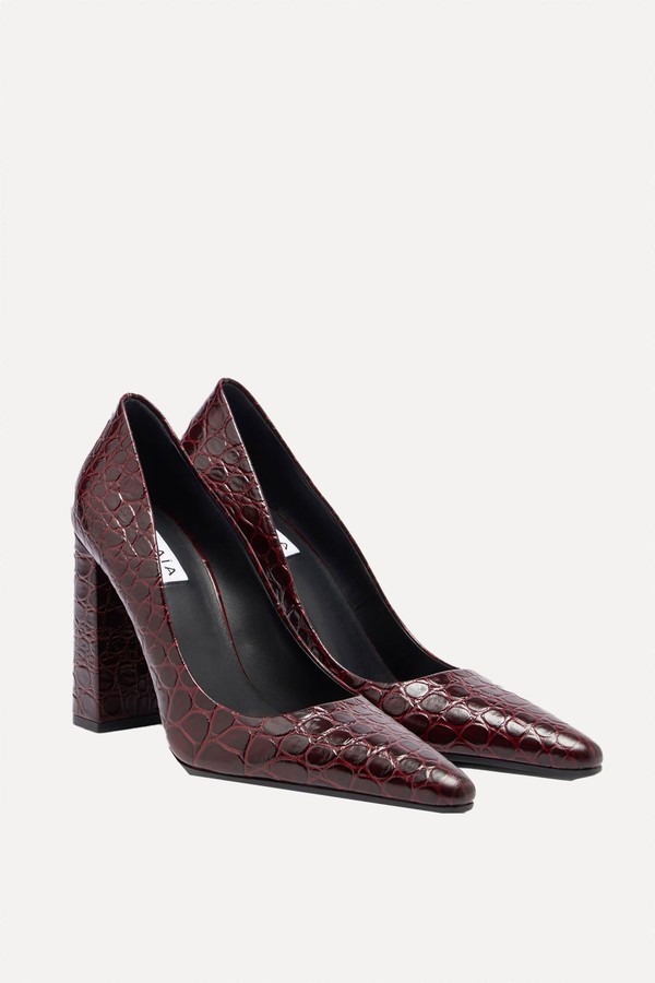 Pointy 90 Croc-Effect Leather Pumps from Alaïa