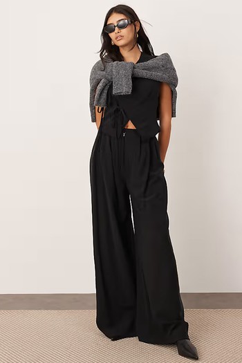 Wide Leg Trouser With Minimal Waistband Co-ord from ASOS Edition