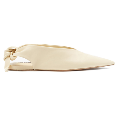 Point-Toe Slingback Leather Flats from Jill Sander