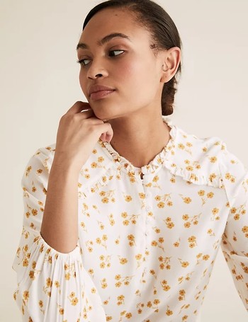 Ditsy Floral V-Neck Button Detail Blouse, £25